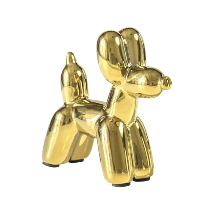 Notakia Cute Ceramics Balloon Dog Statue Crafts Gold Living Room Desktop Decorations,Handmade Modern Small Ceramic Animal Statue Ornament Gold Home Decor Accents