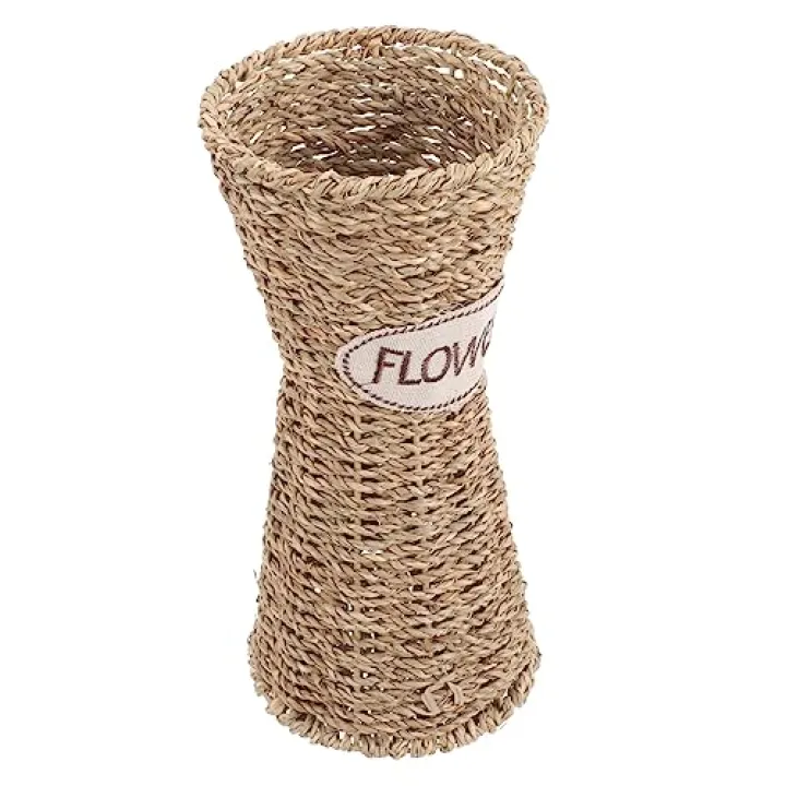 OFFSCH 1pc Brown Rattan Wicker Vase for Storage, Decor, and Plant Container