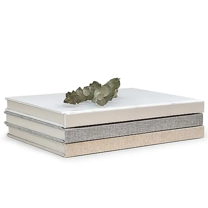 Cypress Gallery Decorative Linen Book Set – Set of 3 Extra Large Real Books | Coffee Table & Shelf Mantle Decor | Modern Home Decoration | Guest Book Journals