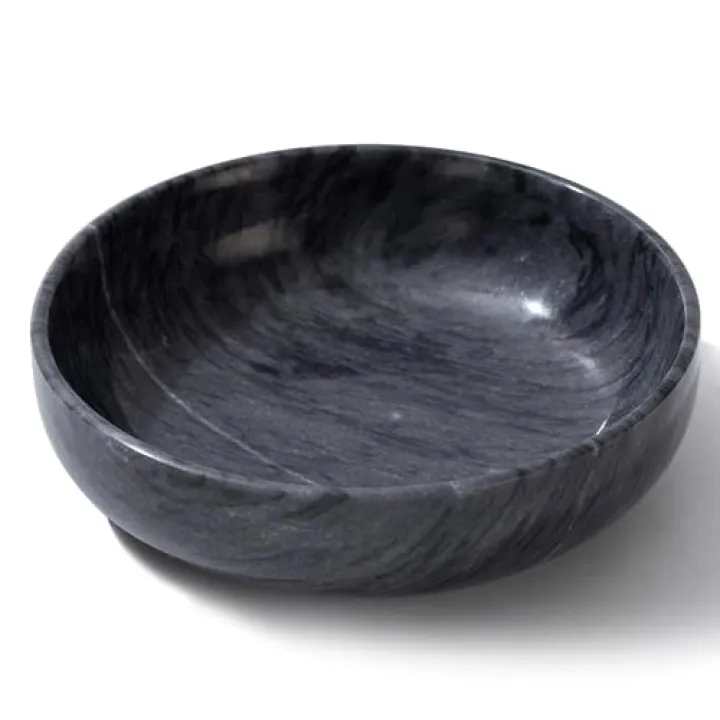 CM CHIC MONDAY 5.91'' Large Decorative Marble Bowl for Home Decor, Key, Incense Burner, Smudge, Coffee Tables Centerpiece, Soap Serving (Black)