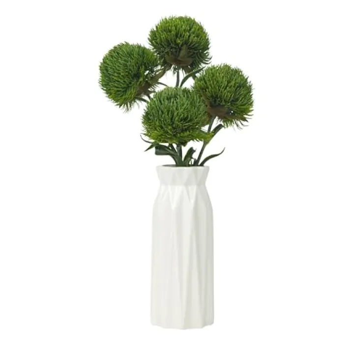 DuHouse 4Pcs Fake Dianthus Artificial Greenery Stem Realistic Green Tricks for Home Kitchen Wedding Courtyard Decoration (Dark Green)