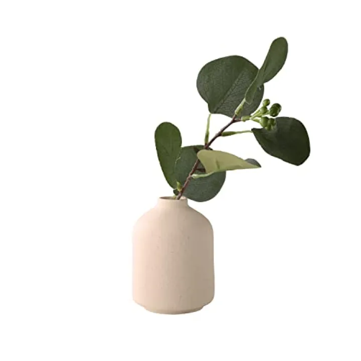 HUPADOBIL Ceramic Vase - Small Beige Vase, Modern Minimalist Ceramic Vase, Dried Flower Vase, Living Room Decoration, Flower Arrangement Decorative Shooting Props