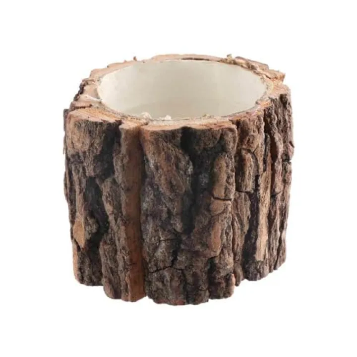 Leadigol Wooden Flower Pot,Natural Wood Flower Bucket,Rustic Flower Planters, Wooden Bark Pen Holder Cosmetic Holder,for Home Garden Decor