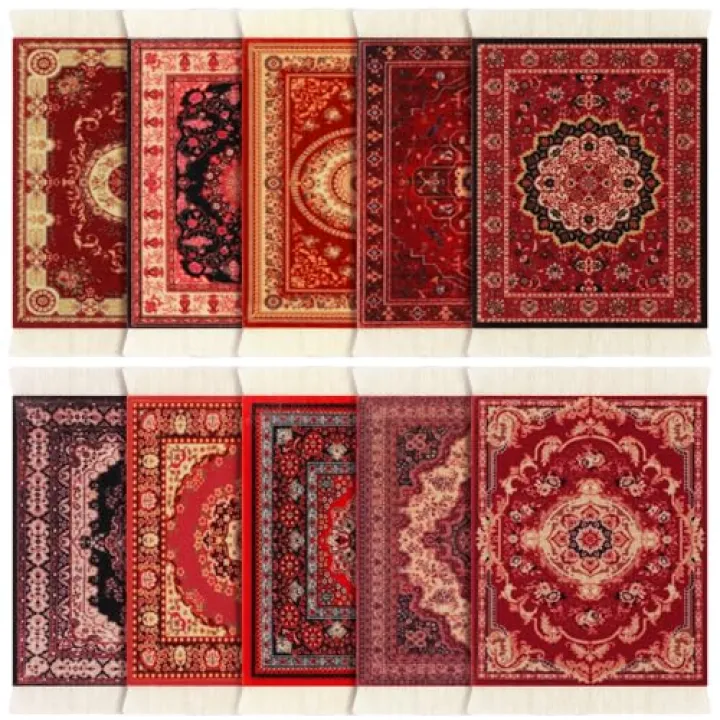 Preboun 10 Pcs Rug Table Coasters Table Drink Holders Vintage Oriental Design Fabric Carpet Drink Mats Oriental Design Fabric Elegant Carpets Middle Eastern Gifts for Home Office Kitchen Bar(Vibrant)