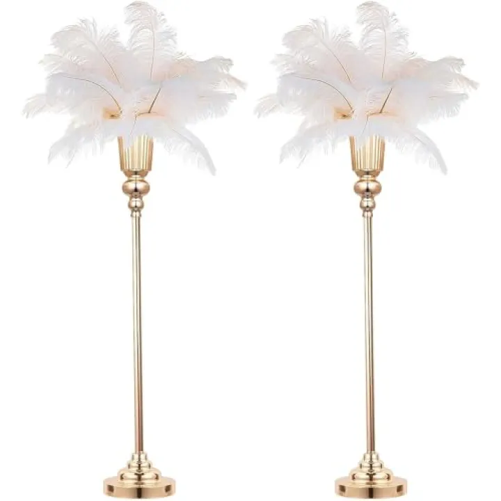 32.2" Height Versatile Gold Tall Vases for Centerpieces, Metal Trumpet Vases for Wedding Party Dinner Centerpiece, Road Lead for Anniversary Celebration Birthday, 2pcs