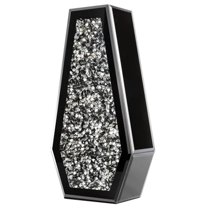 SHYFOY Black Flower Vase Crushed Diamond Glass Vase Large Mirrored Crystal Vases for Centerpieces Tall Floor Vases for Dried and Artificial Flowers Home Decor, Can’t Hold Water