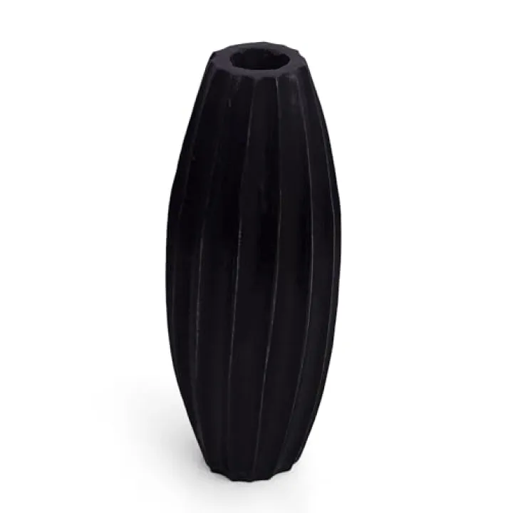 Decorative Wooden Vase for Living Room Home Office Farmhouse Coffee Table Decor Accent Modern Boho Rustic Minimalist Tabletop Large Floor Centerpiece Mango Wood Flower Bud Vases, 10 Inch Tall, Brown