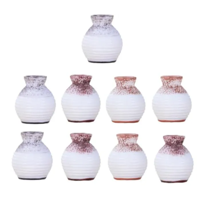 NOLITOY 9pcs Mini Vase Ornaments, Vase Model Small Bud Vases for DIY Miniature Furniture Decoration Office Desk Resin Crafts
