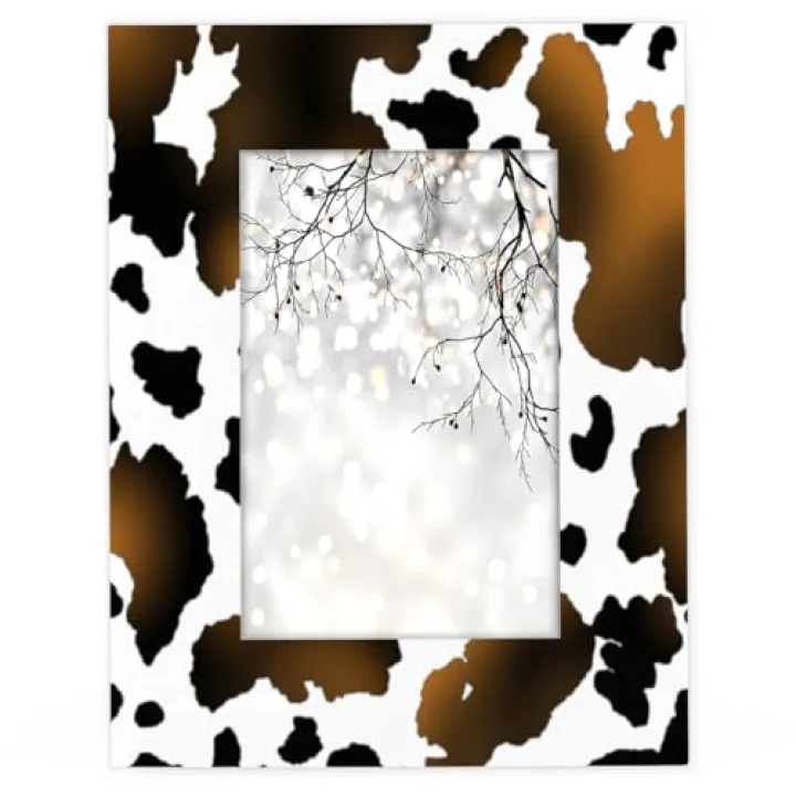 Funky Qiu 5x7 Picture Frame Animal Cow Print Photo Frame for Wall and Tabletop Display Wooden Photo Picture Frame Home Decor