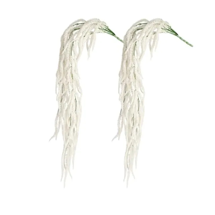 Shirfloral 2 Pack 32” White Amaranthus Artificial Flower Stem with Ivy Leaves for Centerpieces Wedding Decoration