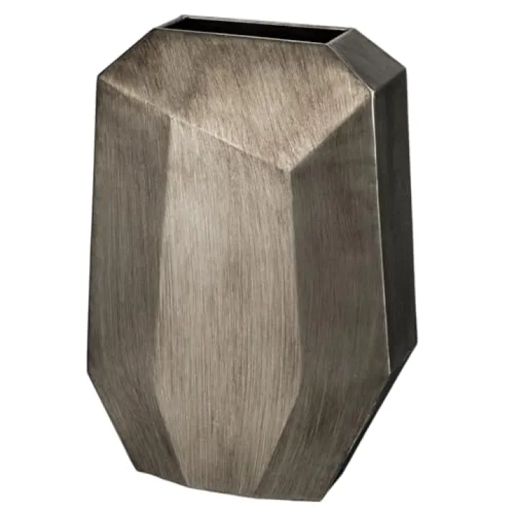 16" Tall Geometric Vases, Home Décor Silver Modern Rectangular Vases with Angular Front and Back, Contemporary Industrial Metal Vases for Office Home Resto Café Decoration