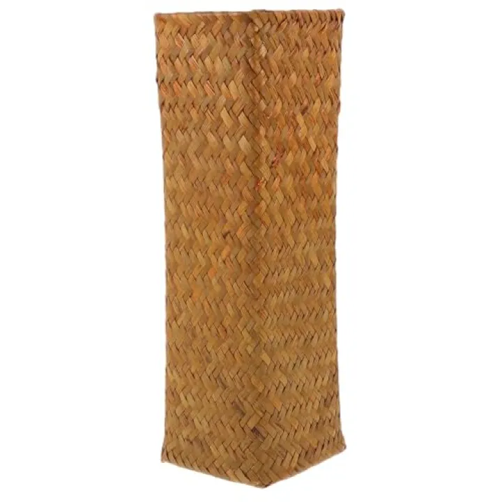 Natural Seaweed Weave Basket Handmade Rattan Vase Tall Plant Holder Container Bamboo Weaving Vase Flower Arranger Dried Flower Boho Home Decoration 11inch A