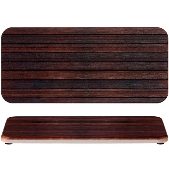 2Pcs 8.6x4'' Water Absorbent Diatomite Coasters Diatomaceous Earth Drying Mat, Grooved Design Water Absorbing Stone for Home Bathroom Decoration Home Warming Gift(Dark Brown)