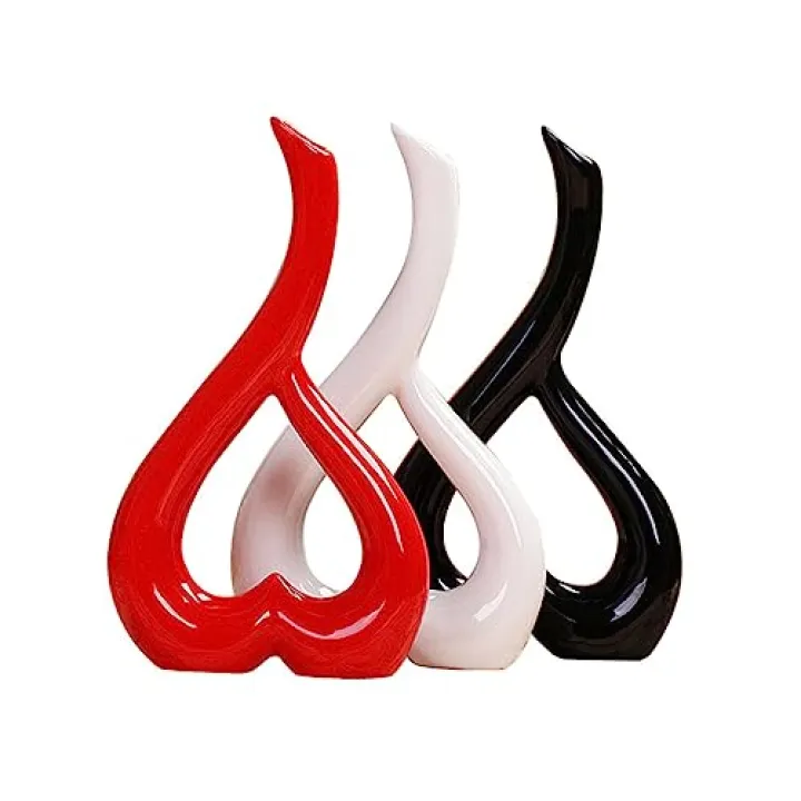 ABOOFAN 1pc Heart-Shaped Ceramic Flower Vase for Home Decor Elegant Black Decorative Receptacle for Fresh Flowers and Room Adornment for Living Room Centerpieces