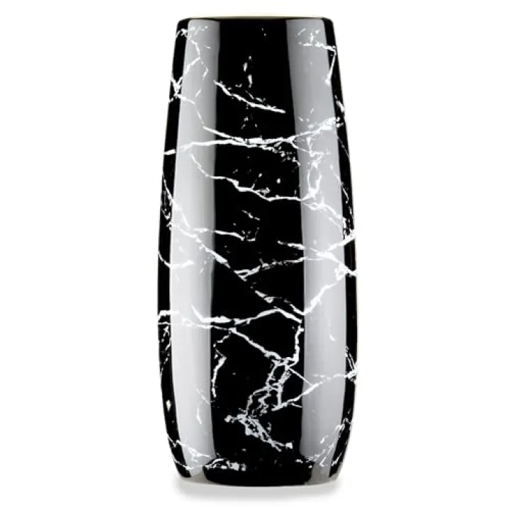 Black, White & Gold Marble Vase | Unique Ceramic Flower Vase for Home Decor, Centerpieces, Pampas Grass, Bouquet | Luxury Aesthetic Room Decor
