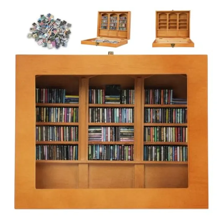 TABTAG Anxiety Bookshelf - Shake Off Your Anxiety,Miniature Display Shelf,Contains 240 Miniature Book Models,Antique Style Gift Decoration Mini Bookshelf (Brown)