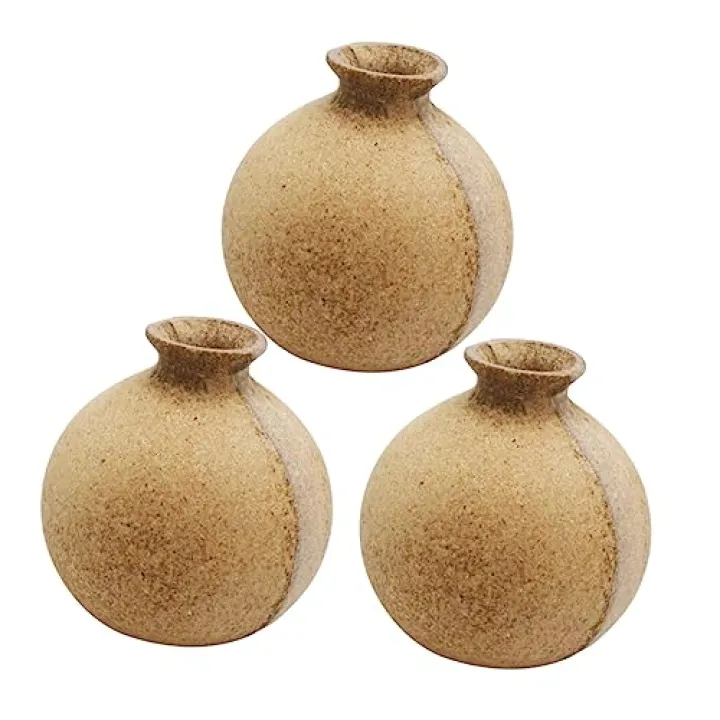Cabilock 3pcs Vintage Wooden Flower Vases DIY Hand-Painted Mud Bottles for Home and Office Decor Creative Retro Design for Boys and Girls Crafts and Giving
