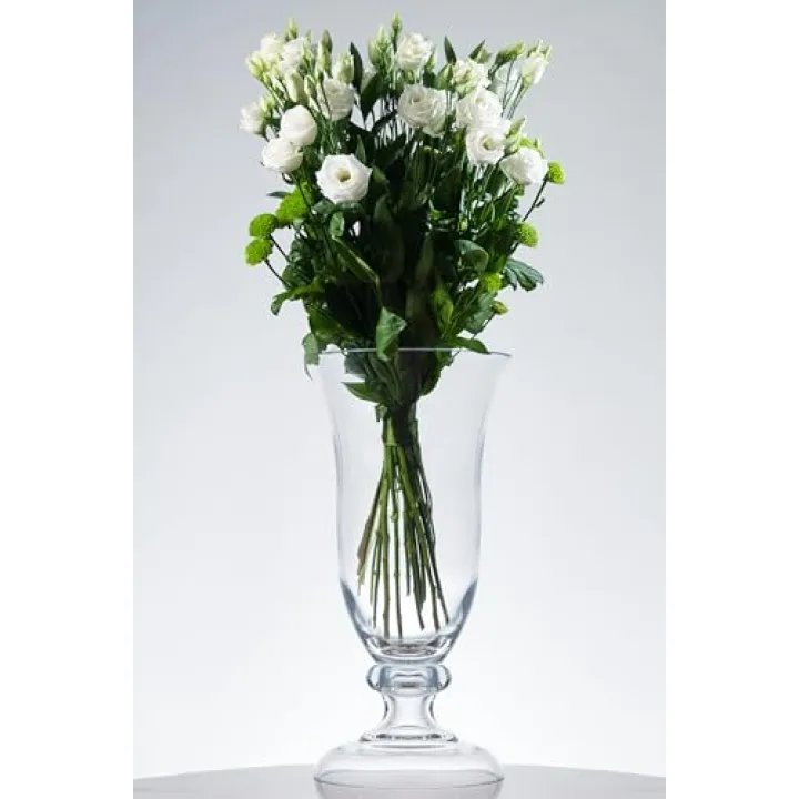 Glass - Centerpiece Vase - Glass Like Crystal Vase - for Flowers - Table or Floor - Great Filled or Unfilled - 18" Height - Classic Clear - Made in Europe - by Barski