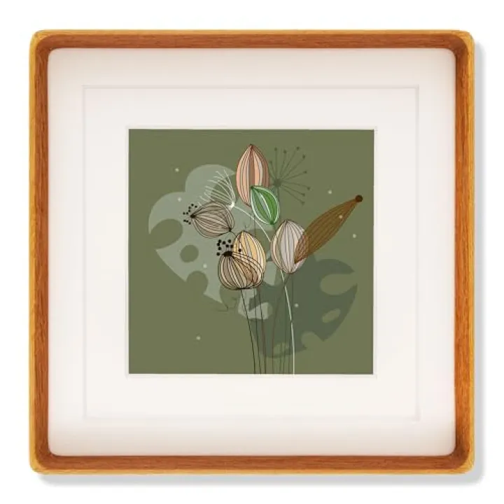 Recuerdos 10x10 Picture Frame Natural Teak Wood, Square 10x10 Wooden Photo Frame with 6x6/8x8 Mat for Gallery Wall Mount or Tabletop Display