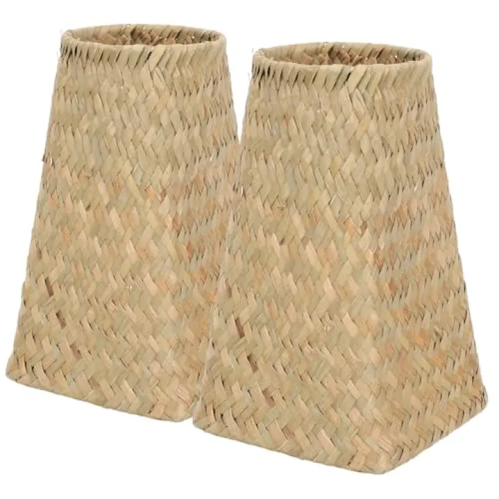 BESTOYARD Straw Vase Woven Vase Rattan Rustic Farmhouse Boho Holder Plant Container Wedding Floral Arrangements Table Centerpiece 2pcs