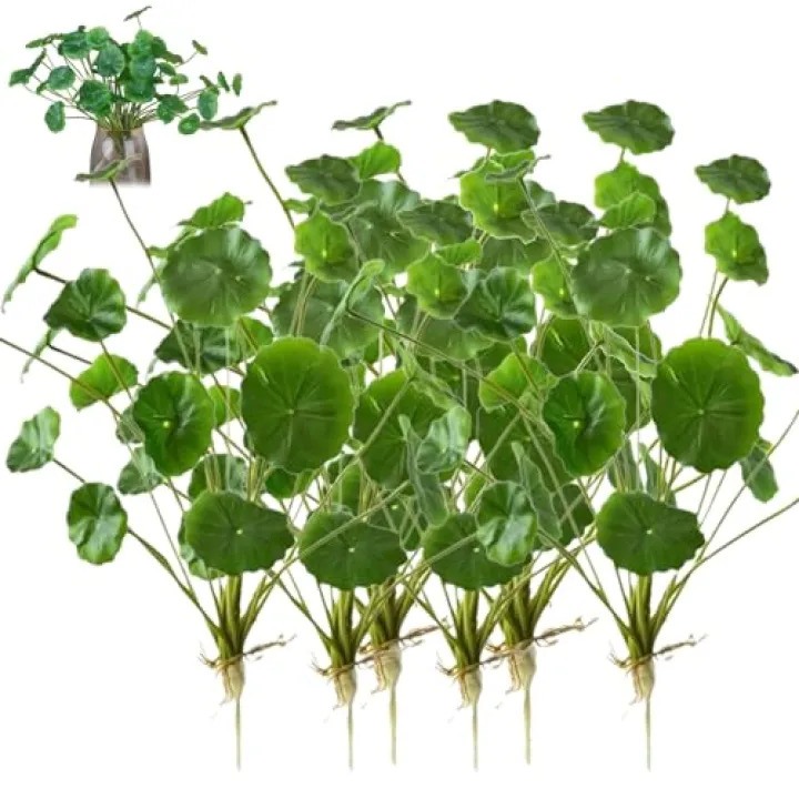 Generic Simulated Lotus Leaf Simulation Lotus Leaves Decor, Seven Leaf Lotus, Artificial Lotus Leaf Plastic Flowers for Decoration, 7 Leaf Lotus, Simulated Lotus Leaf Decor (6 Bundles)