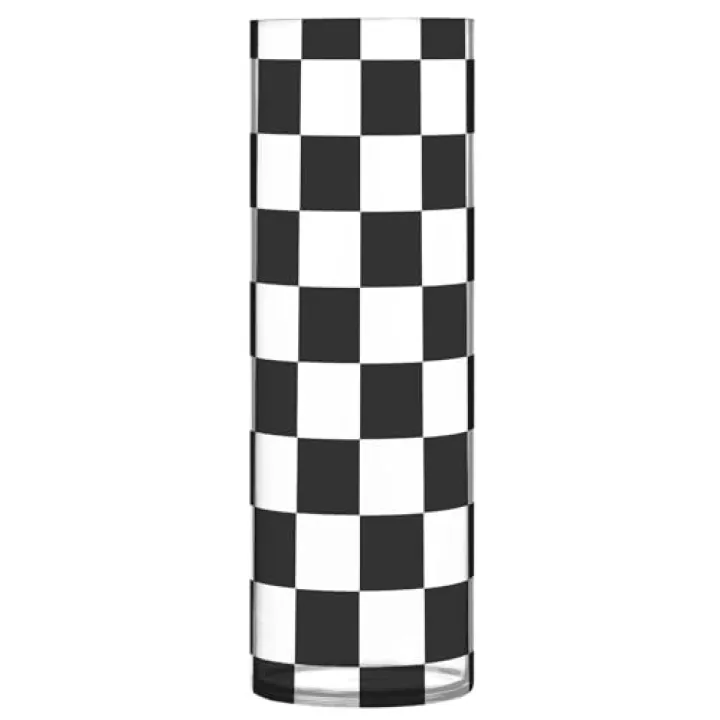 Flower Vase Plastic Cylinder Vase 3.9" W x 11.8" H Clear Aesthetic Vase for Wedding Centerpiece Table Party Home Decoration Checkered Black and White