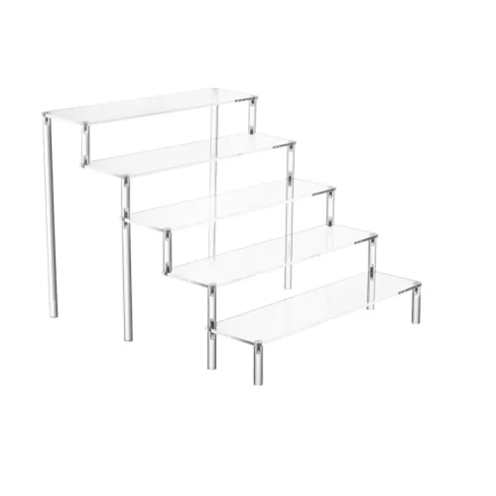 Acrylic 5-Tier Display Stand, Clear Perfume Organizer, Cupcake Stand Holder, Large Shelf Risers for Figures, Party Desserts, Home Decor