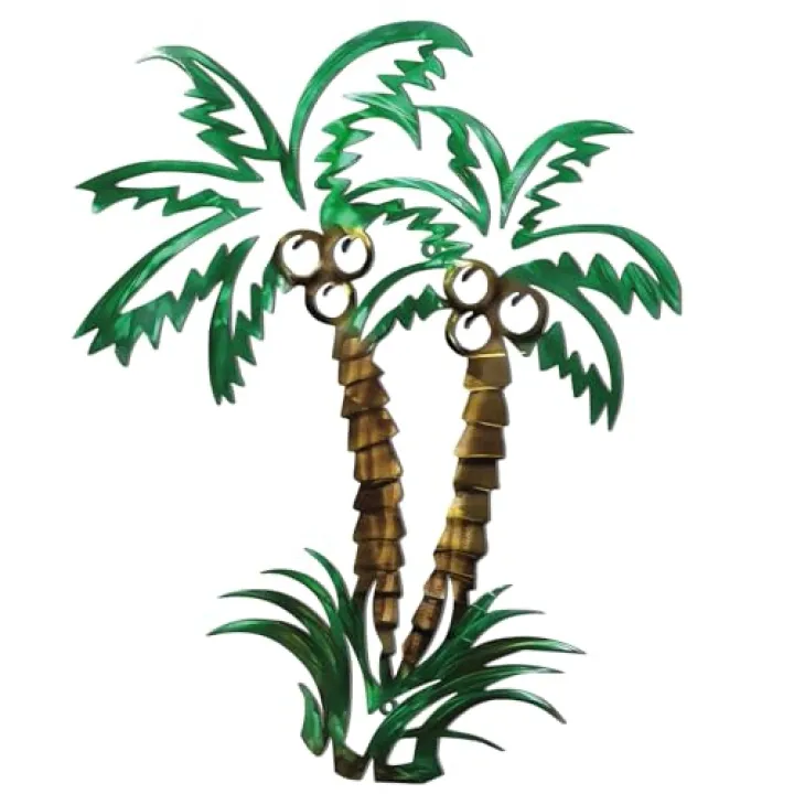 CroBlissful Palm Tree Metal Wall Decor Tropical Beach Wall Art Beach Outdoor Decor Tropical Metal Contemporary Coastal Tree Sculptures for Indoor or Outdoor