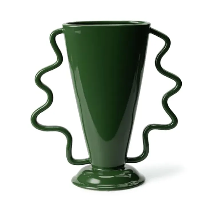 Wild Works Green Rotary Vase Medieval Flower Vessel Living Room Entrance Personalized Simple Wabi Sabi Decorative Ornament Ceramic Ornament