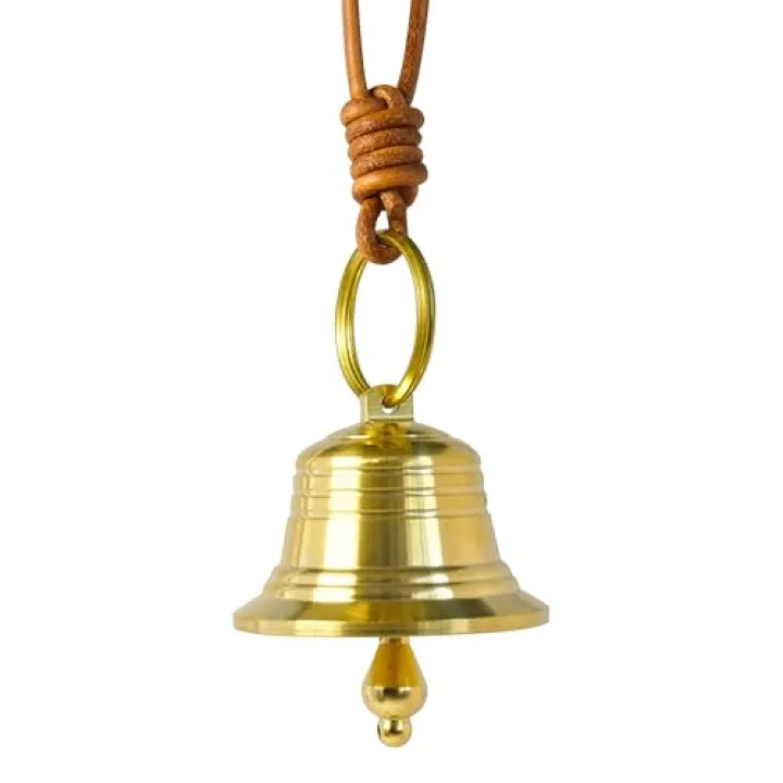 LIKAGI Vintage Hanging Bell for Door Knob, Small Brass Bell for Home, Christmas, Garden Decoration (Gold)
