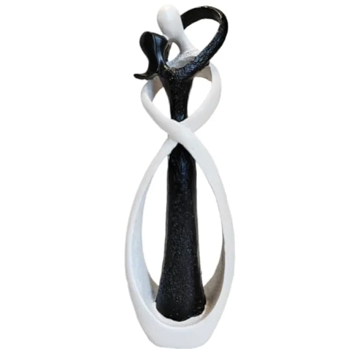 Yahu Lando Couple Statue for Home Decor,Hugging Couple Figurines,Valentines Decor,Modern Romantic Sculptures for Living Room Bedroom Office(Black+White)