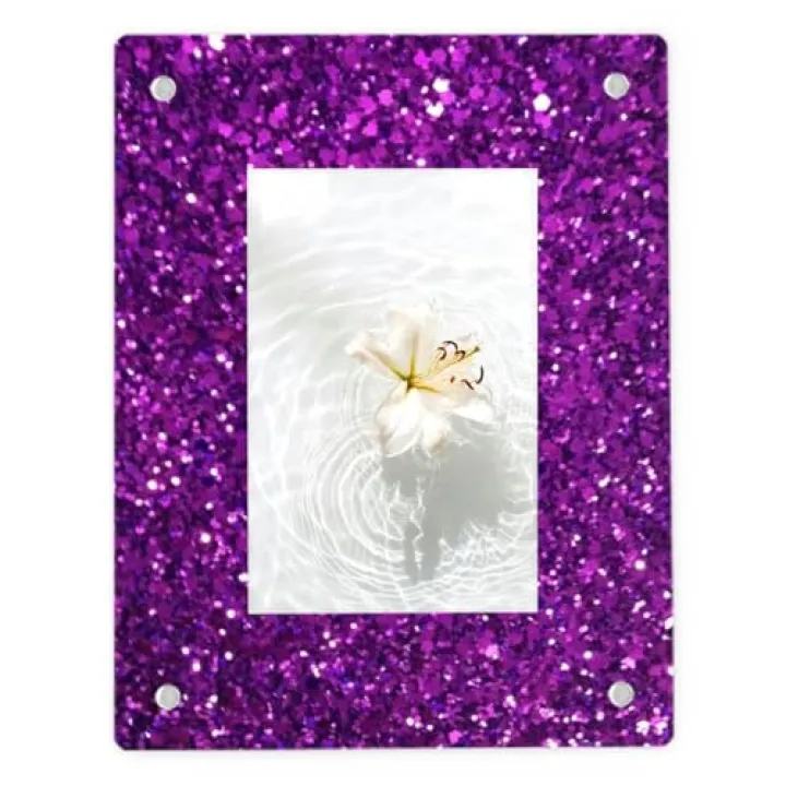 Mardesigns 4x6 Acrylic Picture Frames, Colorful Purple Glitter Print Freestanding Desktop Display Stand