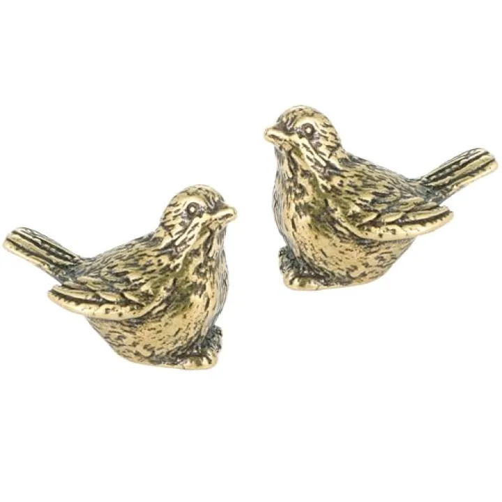 MHYGKTXRA 2pcs Retro Brass Sparrow Statue, Elegant Bird Figurines for Home and Office Desktop Decoration Vintage Golden