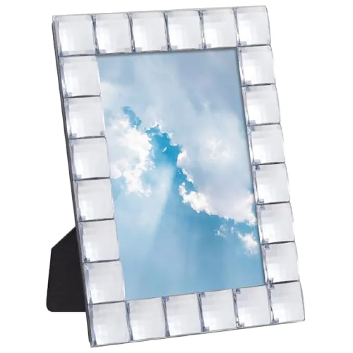 eletecpro 4x6 White Unique Glitter Picture Frame with Real Glass Cover, Decorative Sparkling Jewel Design Fancy Photo Frame for Tabletop or Wall Display