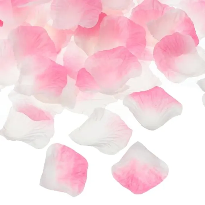 PATIKIL Artificial Rose Petals, 1000Pcs Fake Flowers Silk Petal Decoration Supplies for Romantic Night Wedding Party Event Decor, Pink White