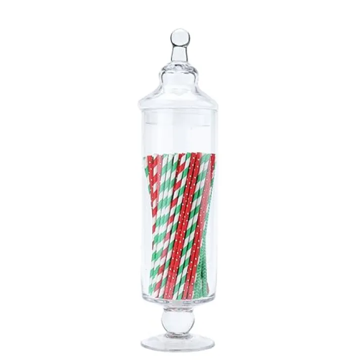 Tall Glass Apothecary Jars, Clear Candy Jar with Lid, Elegant Decorative Jars for Wedding and Party (Height: 17", Diameter: 4")