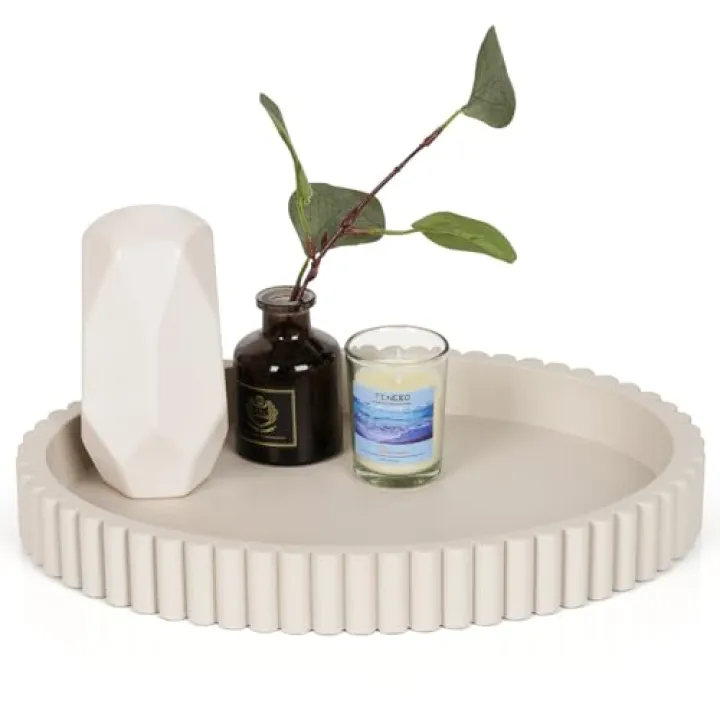 Cathyeen Oval Tray for Coffee Table Decor, 13" Concrete Coffee Table Tray, Table Centerpieces Decorative Trays for Home Decor, Modern Decorative Trays, Centerpiece Trays, Gray