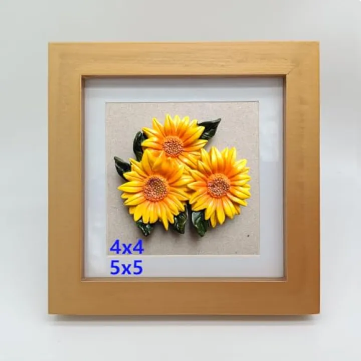 ZXT-parts 5x5 Picture Frame Wood with Mat 4x4 Opening. Tempered Glass Panel, Sturdy and not Easily Broken.Solid Wood Gold Color Frame.Wall and Table.