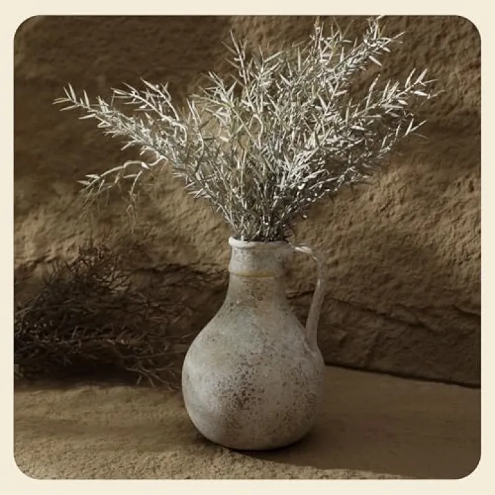 SEICASAYA Rustic Ceramic Farmhouse Flower Vase, Whitewashed Ceramic Clay Decorative Vase for Fresh and Dried Flowers, Home Decor Accent for Table, Living Room, and Shelf (S1)