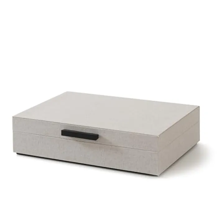 Soul & Lane Linen Box for Photo Storage and Documents, Decorative Memory Keepsake Box for Memories with Hinged Lid, Remote Control Holder, Sturdy Memento Storage for Pictures, Decor, and Organizing