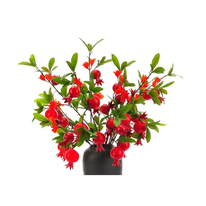 Artificial Pomegranate Fruit Flowers 4pcs.37 inch lifelike handmade pomegranate. Pomegranate for decoration.simulated flower.artificial fruit.suitable for home.office.festival.Flower Decoration