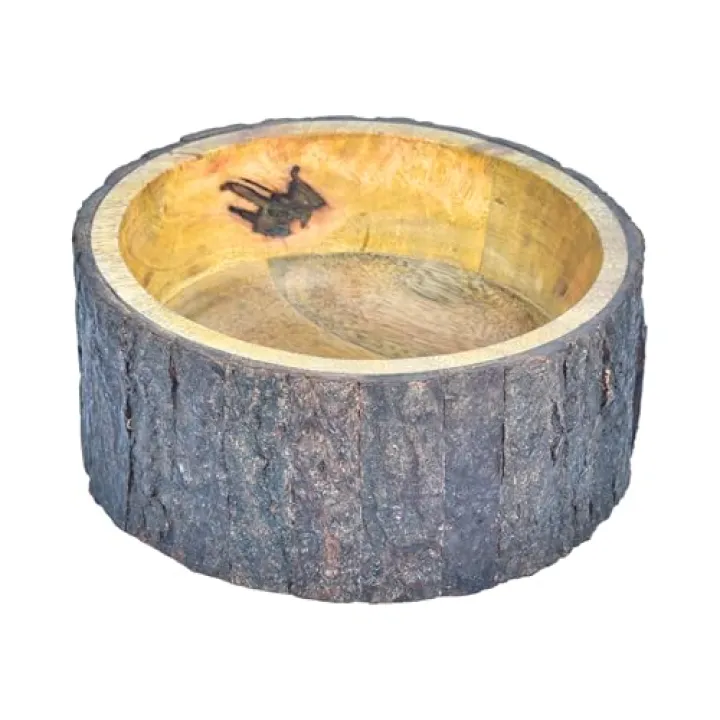 Handcrafted Mango Wood Decorative Bowl with Natural Bark Edge – Rustic Wooden Centerpiece Bowl for Potpourri, Candy Dish, Key Holder & Small Fruit Display – Farmhouse & Boho Home Décor Accent (7 Inch)