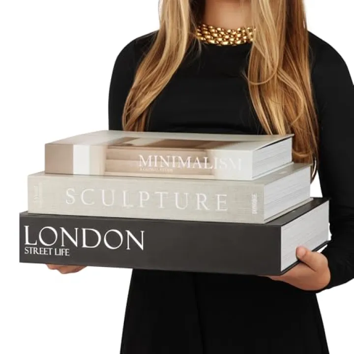 ORITZIO Set of 3 Oversized Decorative Coffee Table Books – Remote Box, Mail Storage, Key Storage, Home Staging