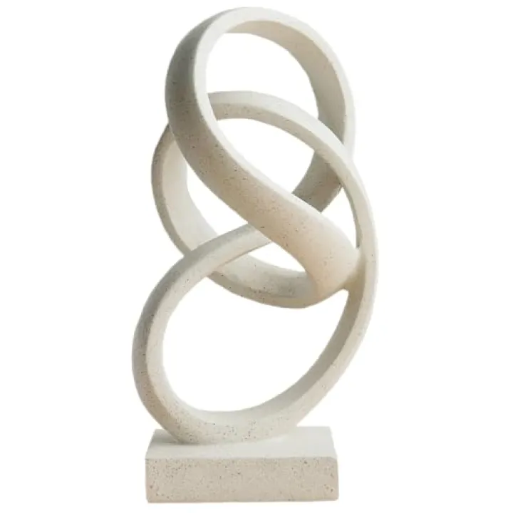 LAIKEARTS 10" Modern Abstract Ribbon Decorative Sculpture, Knot Sculptures,Home Decor,Coffee Table Statues,Dining Living Room Desk Decor（White）
