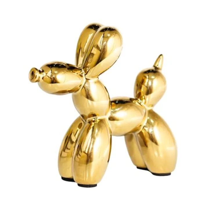 Aartihejoy Creative Gold Balloon Dog Statues Small Ceramic Animal Sculpture Modern Home Decor Living Room Desktop Decorations Bedroom Office Cabinet Ornament (Gold)