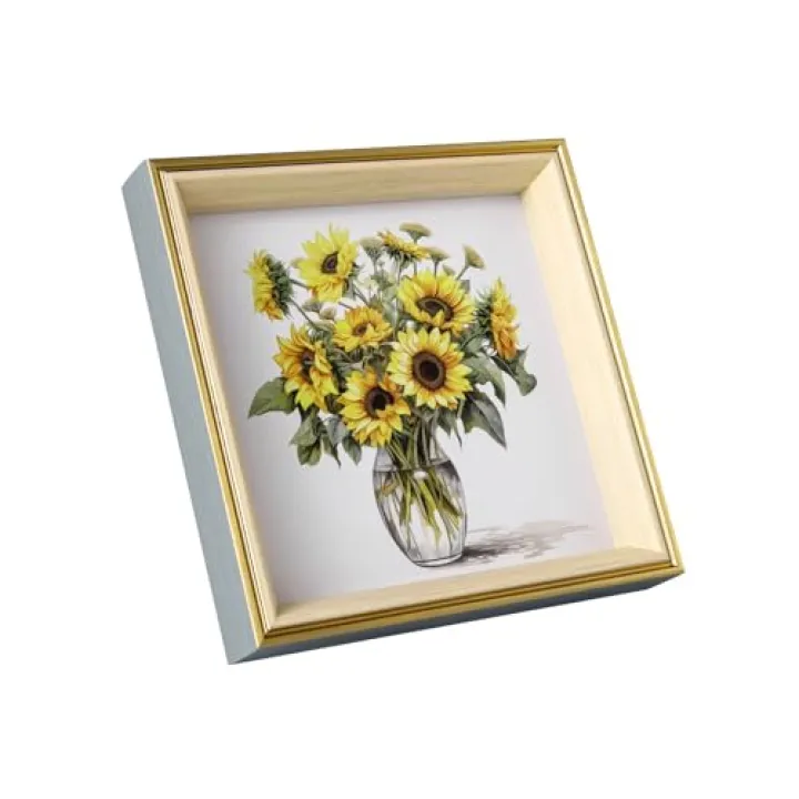 PSLXZXK 6x6 Picture Frame Blue Gold Beige Resin Photo Frame for Tabletop or Wall