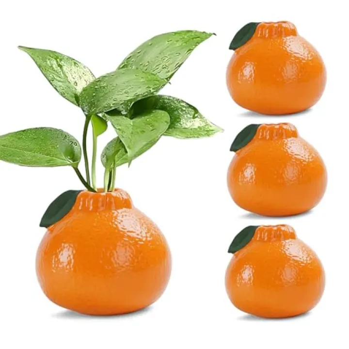 wangsdjy Orange Design Ceramic Vase,Orange Vase,Fruit Decorative Ceramic Vase for Hydroponics Home Office Desktop Bookshelf Decor (4)