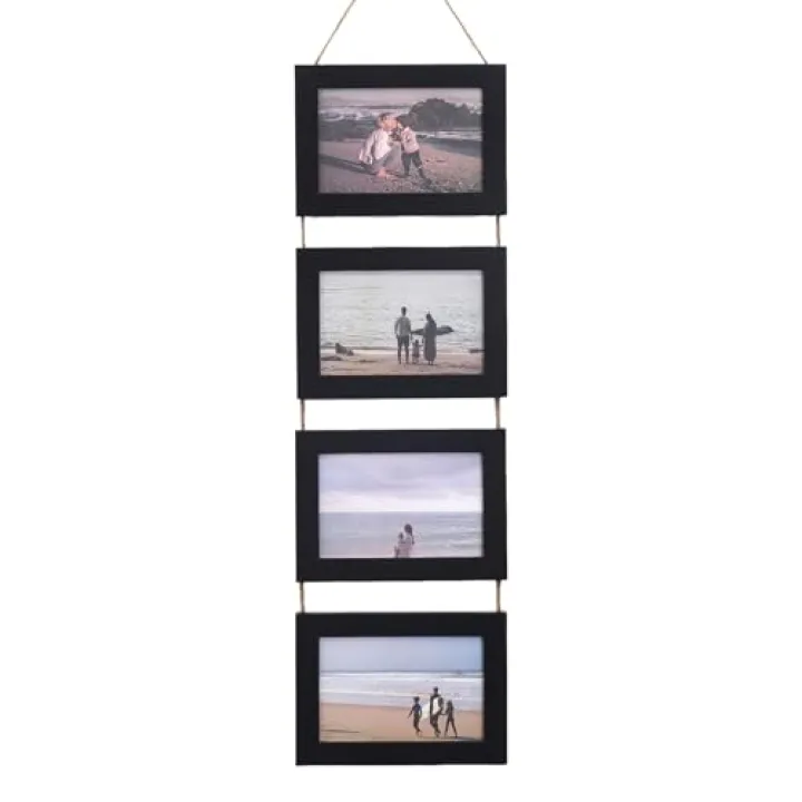 Beciway 4x6 Wall Hanging Collage Picture Frame with 4 Openings, Black Horizontal Multi-Photo Frame for Wall & Home Decor