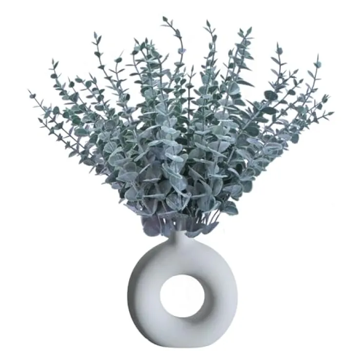 Tikroom 20pcs Artificial Eucalyptus Stems Realistic Fake Greenery Branches with Leaves for Flowers Bouquet Wedding Centerpieces Home Decor Farmhouse Christmas Easter Decor