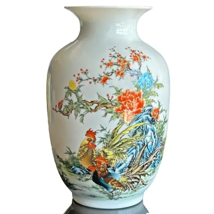 MTME Porcelain Figurines, Jingdezhen Decorative Flower vase, Melon Sr. Home Decor, Wedding Gifts, Aesthetic Sculpture Home décor (Rooster)